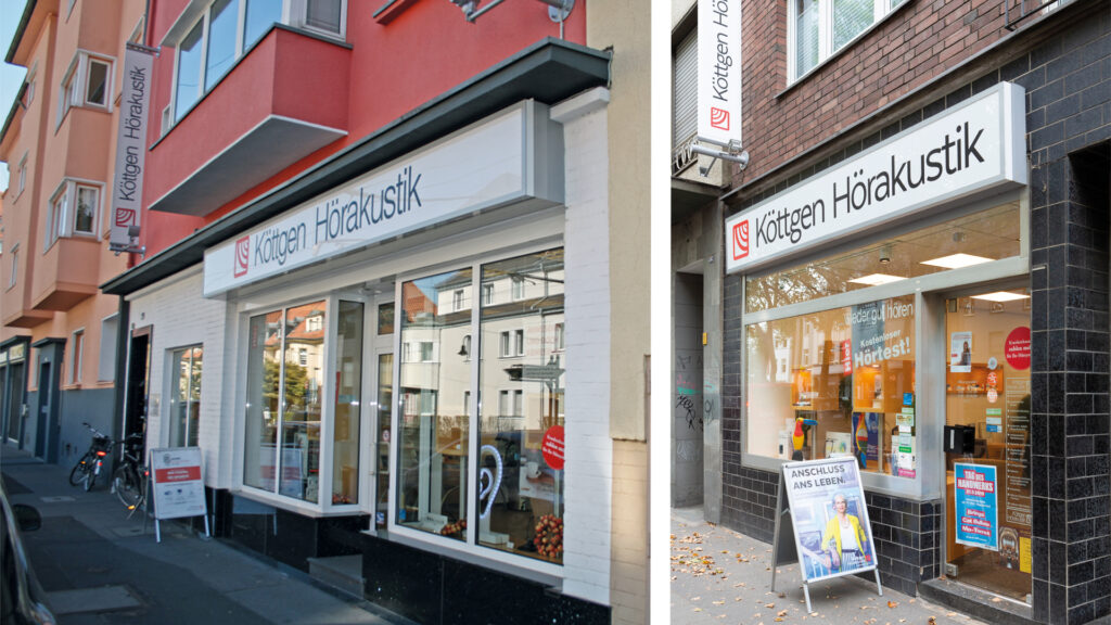 Zwei Filialen von Köttgen Hörakustik im Veedel.