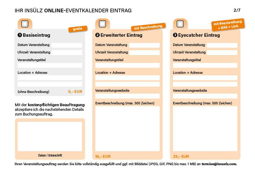 INsuelz Auftrag Online Eventkalender 2025